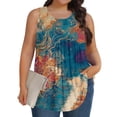 thumbnail image 7 of Homenesgenics Tank Tops for Women Plus Size Summer Floral Printed T-Shirt Home & Leisure Round Neck Tank Top,Sleeveless Tunic Tops Blue XXXXL, 7 of 7
