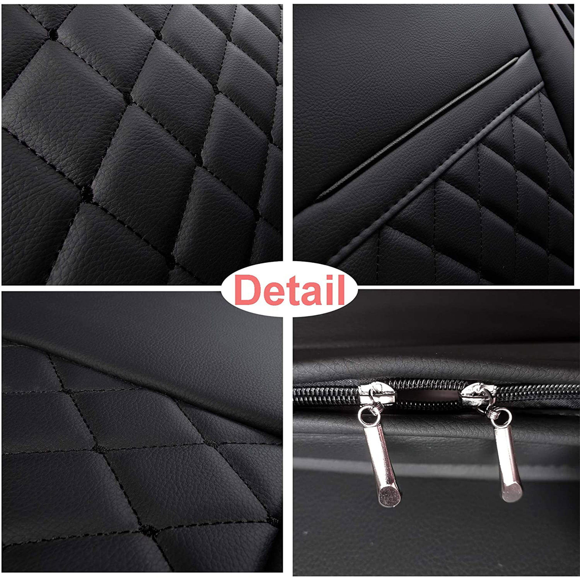 Only Rear Black Grid INCH EMPIRE Back Car Seat Cover Synthetic Leather Simple Style Universal Fit for Sedan Hatchback SUV Pickup Truck 