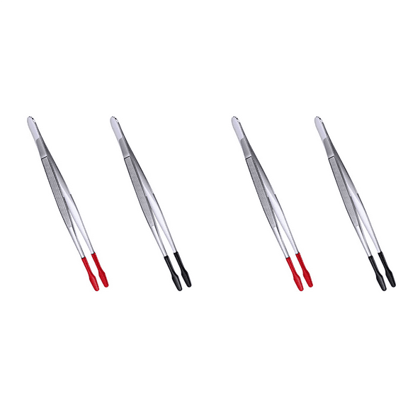 4 Pcs Rubber Tipped Tweezers Soft Tipped Tweezers PVC Coated Soft Flat Tip Lab Industrial Hobby Craft Tweezers Tools