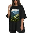 thumbnail image 4 of Plus Size Shirt for Women Black Tops for Women Oversized Short Sleeves Shirt for Women Mountain T Shirt Crewneck Shirt for Women 3XL, 4 of 5