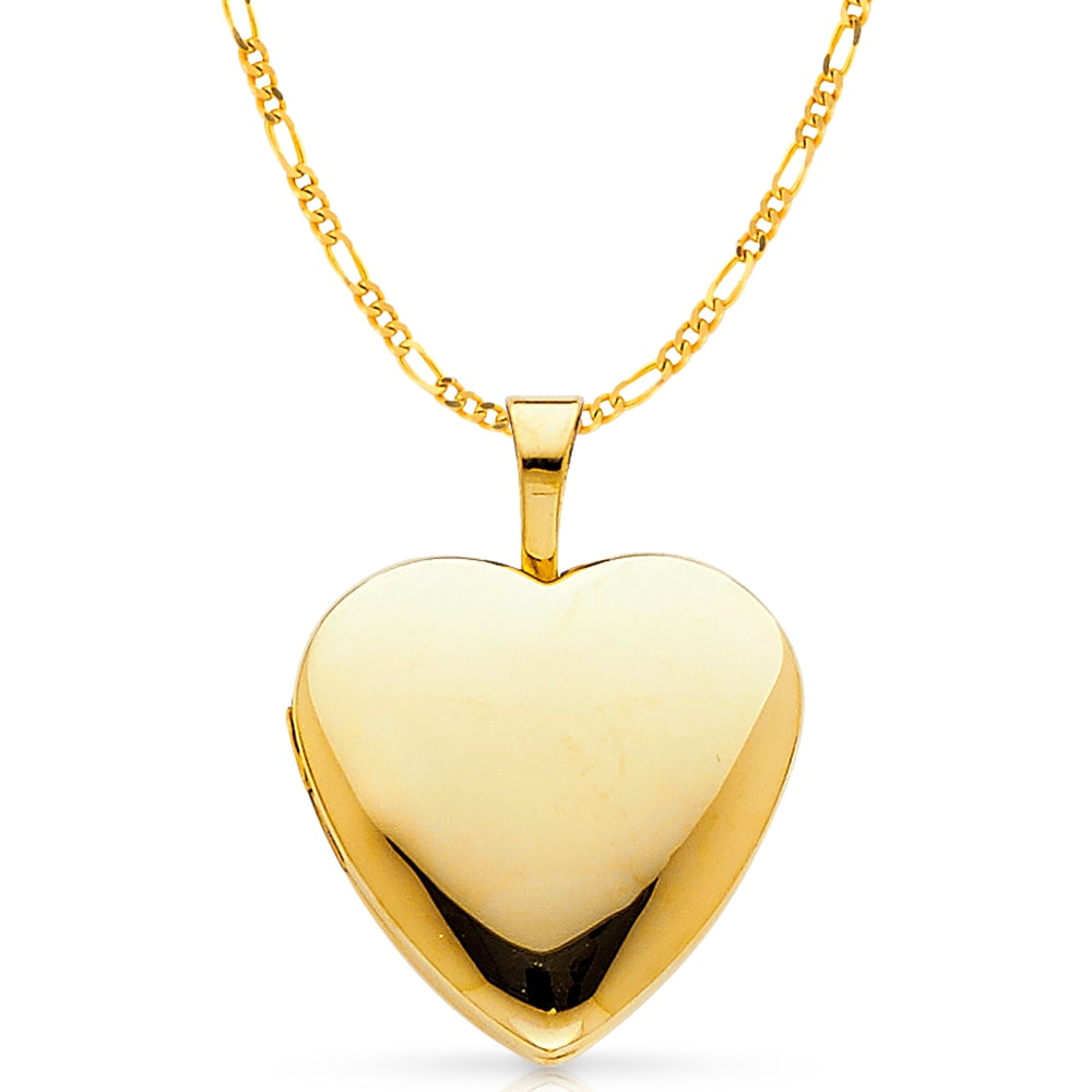 14K Yellow Gold Plain Heart Charm Pendant For Necklace or Chain