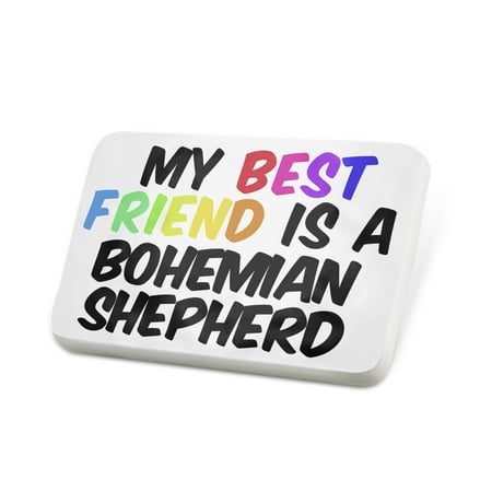 Porcelein Pin My best Friend a Bohemian Shepherd Dog from Czech Republic Lapel Badge –