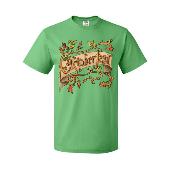 Inktastic Oktoberfest Banner with Orange Autumn Leaves T-Shirt