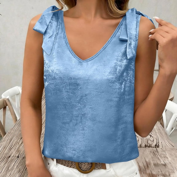 Amkhujs Womens Tank Tops Casual Sleeveless Shirts V Neck Tops Vacation Summer Outfits