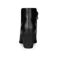 thumbnail image 2 of BLISSFUL STEP Perforated Block Heels Zipper Western Ankle Booties for Women Black 7, 2 of 7