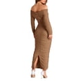 thumbnail image 2 of Vestido Maxi Ajustado PRETTYGARDEN con Hombros Descubiertos y Fruncido M, 2 of 8