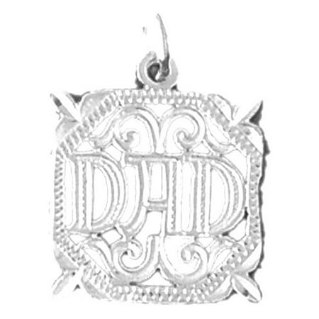 18K White Gold Dad Pendant - 22 mm