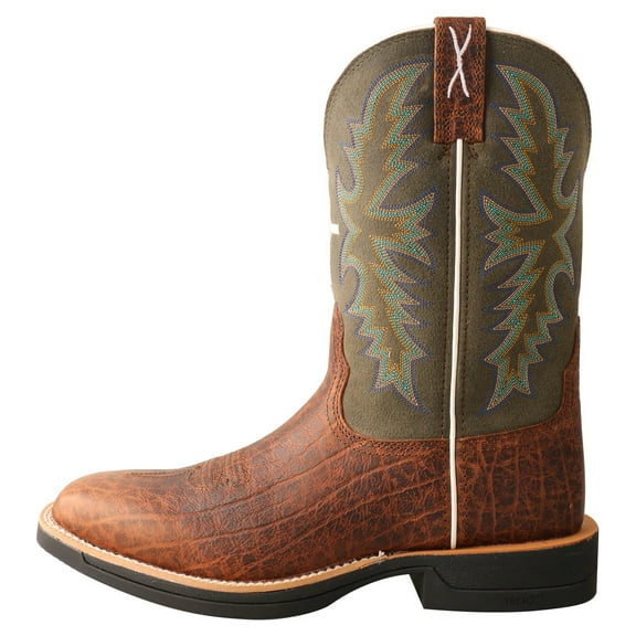 TWISTED X Adult Male 11" Tech X Boots, Color: Brown/Green, Size: 10, Width: D