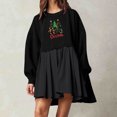 thumbnail image 2 of Pisexur Robes de Noël pour Femmes Mode Imprimé Noël Robes de Vacances Décontractées Col Rond Manches Longues Robe Fluide à Étages Mini Robe de Fête, 2 of 4