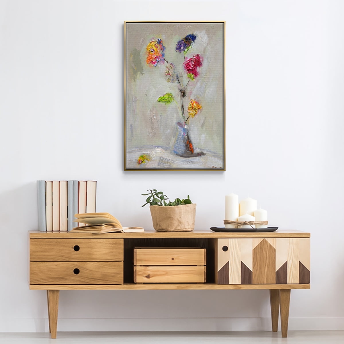 Neoplitan Floral Framed Premium Gallery Wrapped Canvas - Ready to Hang