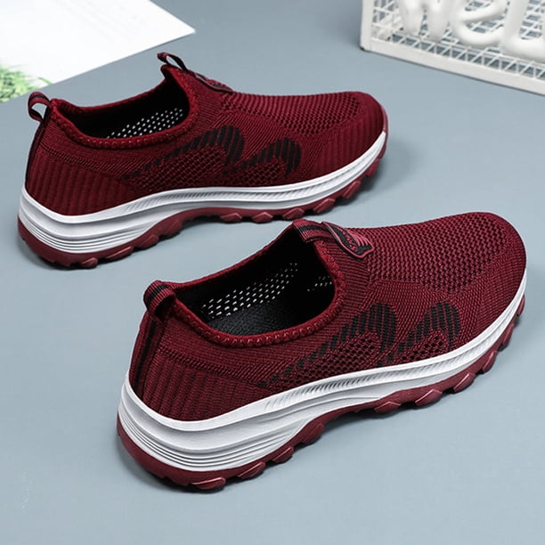 Zapatos casuales de mujer Malla transpirable Slip-On Light para verano (Rojo 38) Likrtyny Tenis De Mujer Tenis De Hombre