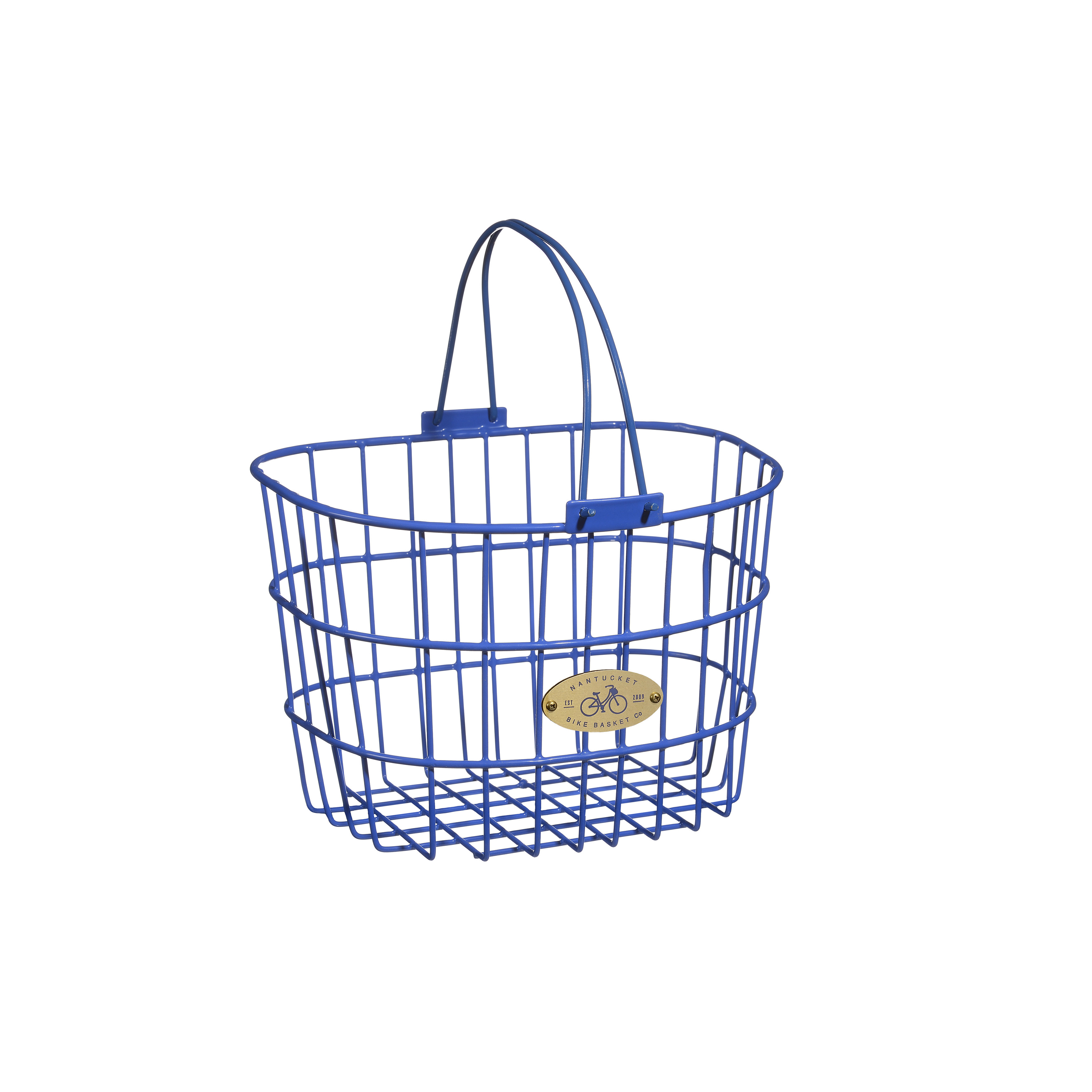 Nantucket Bicycle Basket Co. Surfside Adult Wire DShape Basket, Royal