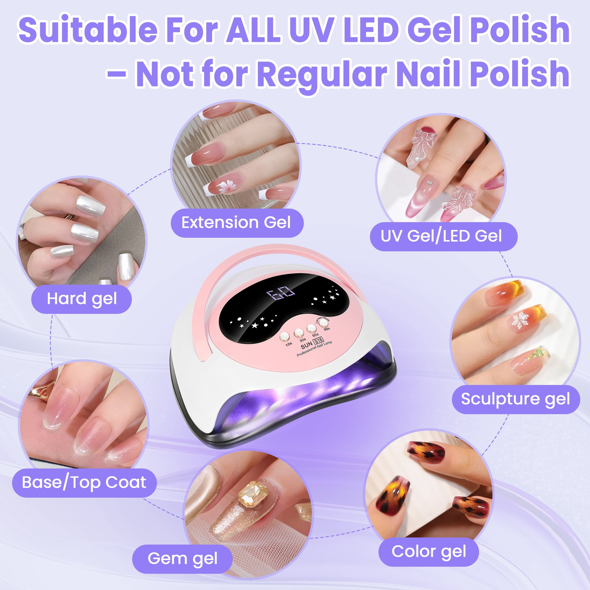 JUUTREN UV LED Nail Lamp - Fast Curing Light for Gel Nails with 4 Timers & Auto Sensor, 168W Nail Dryer for Gel Polish with LCD Display, Professional UV Light for Home Salon Nails Art Tools