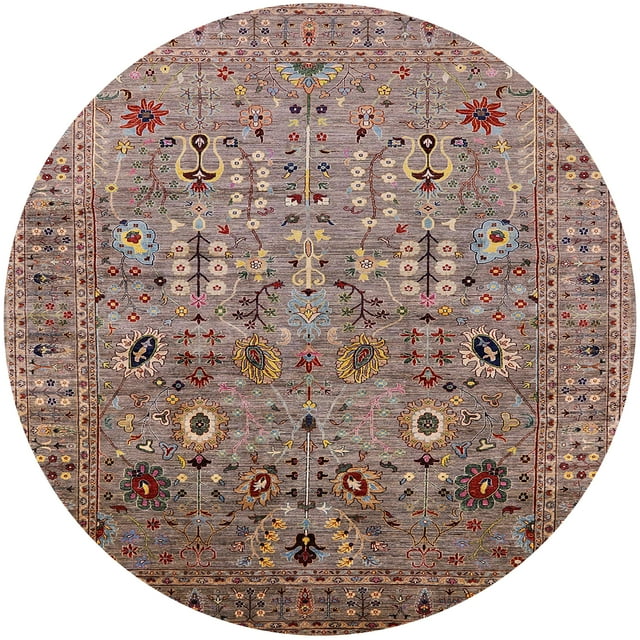 Ahgly Tapis de Zone Rond Industriel Moderne Marron Châtaigne Lavable en Machine, 4 Pieds Rond