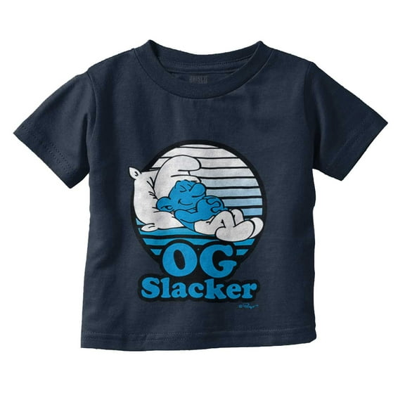 Lazy Smurf OG Slacker Sleepy Naps Toddler Boy Girl T Shirt Infant Toddler Brisco Brands 12M