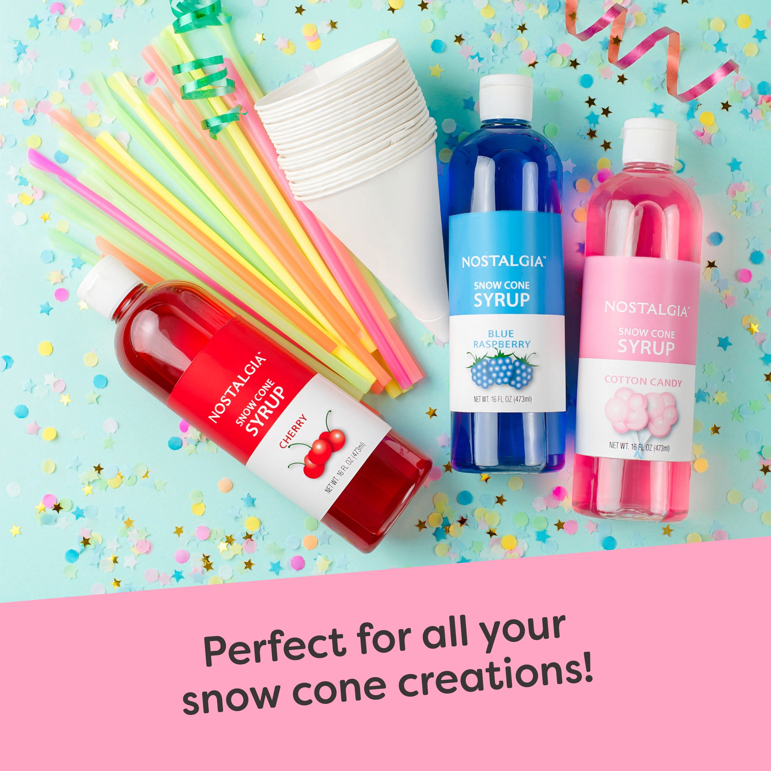 Nostalgia Retro Snow Cone Maker, Countertop Shaved Ice Machine and Snow Cone Maker, Red