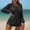Black, variant on PWPSG Crochet Knit Long Sleeve Cover Up Dress with Matching Bikini Two Piece Swimsuit Set White XL