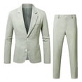 thumbnail image 4 of HBYJLZYG Men's Summer Lightweight Suit Set 2 Piece Blazer and Trousers, Business Casual Formal Wedding Outfit, Slim Fit Long Sleeve Jacket Pants, 4 of 5