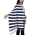 thumbnail image 4 of Junzan Lightweight Women'S Fashion Navy Blue And White Stripes Printed Winter Fall Warm Scarves Scarf Shawl, 4 of 9