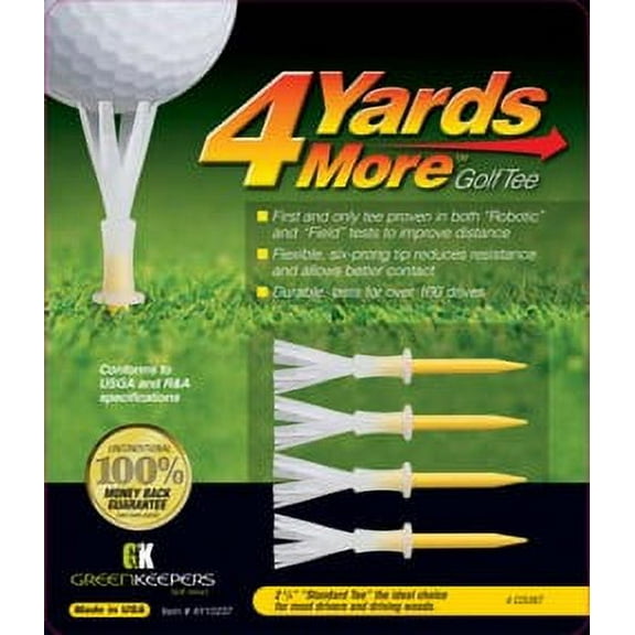 4 Yards More Plastic Golf Tees 2 3/4 inch Pack of 4 - Yellow