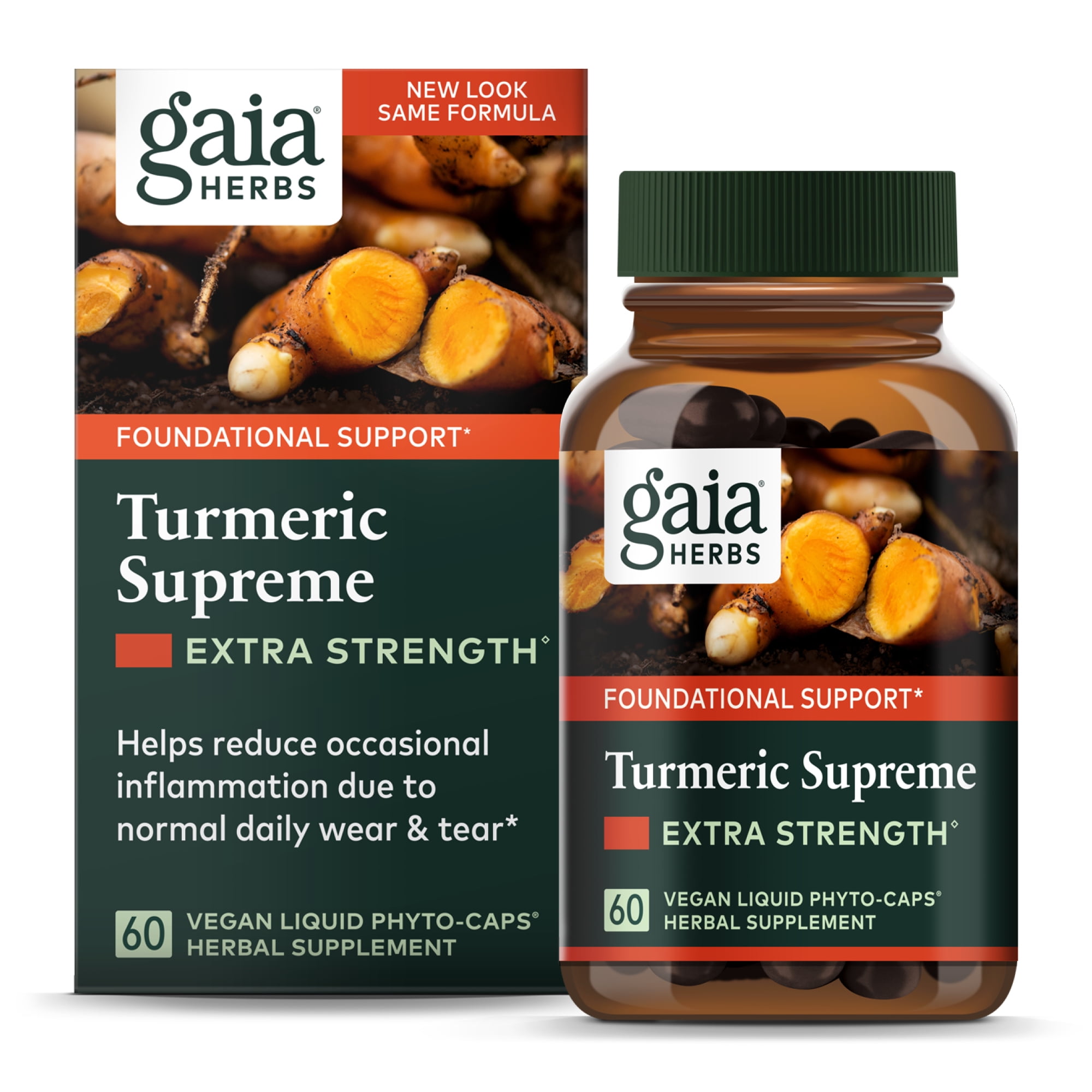 Gaia Herbs Turmeric Supreme Extra Strength - Helps Reduce Occasional Inflammation from Normal Wear & Tear - With Turmeric Curcumin & Black Pepper - 60 Vegan Liquid Phyto-Capsules (Up to 60-Day Supply)