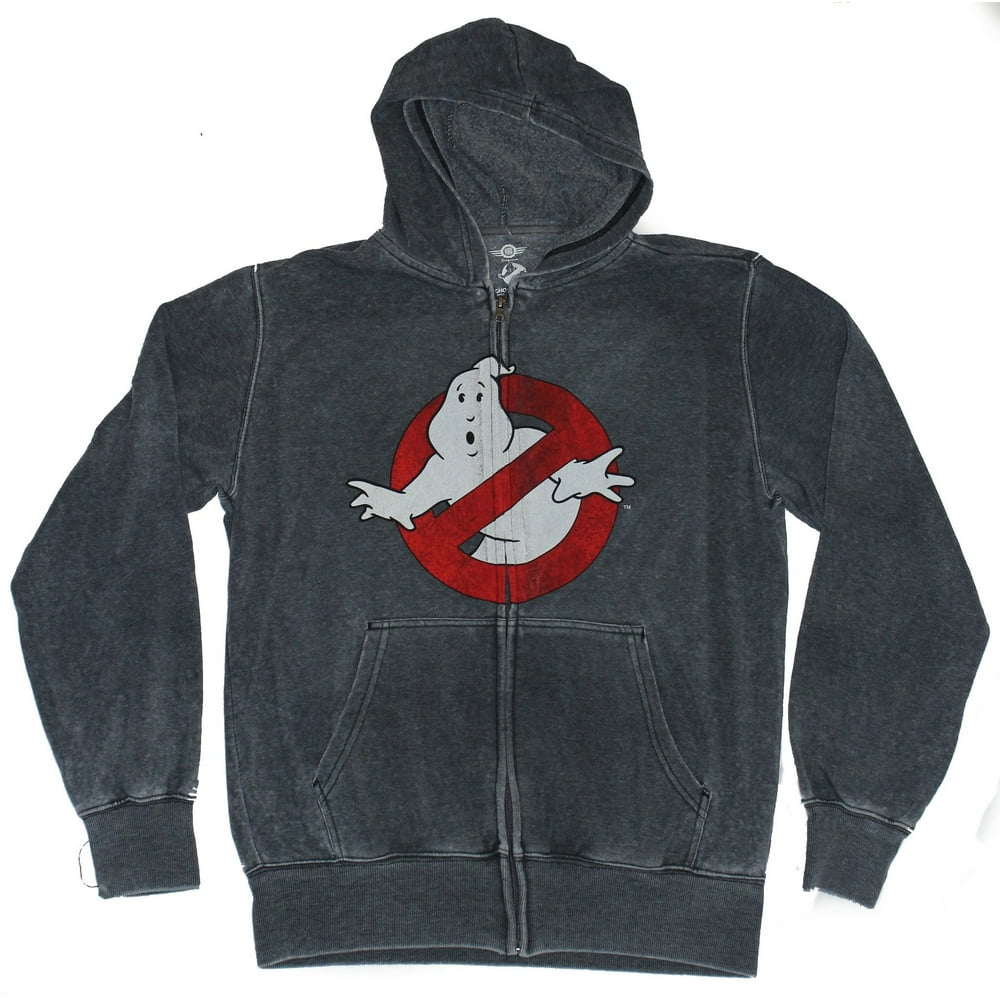 Ghostbusters Mens Zip Up Hoodie Distressed Classic No Ghost Logo (Small)