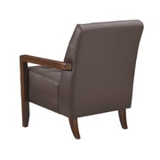 Lenie Accent Armchair- Button Tufted Dark Brown Leather- Wood Frame