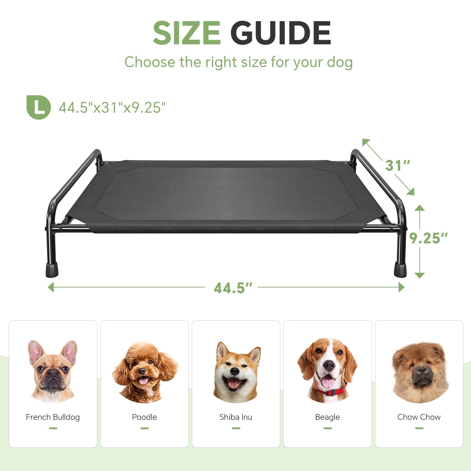 Breathable Elevated Dog Bed With Metal Frame For Large Dogs  Black