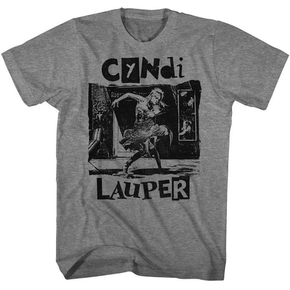 Cyndi Lauper Torn Note Dance Retro Pink Heather T-Shirt