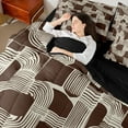 thumbnail image 4 of Feelyou Brown Stripe Abstract Bedding Comforter Set 7pcs, Minimalst Minimalism King Bedding Sets, Simple Fashion Style Reversible Bed Sheets, Ultra Soft Bedroom Decor, 4 of 7