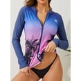 thumbnail image 5 of Charmo Womens Color Blocked Swimsuit Tops Zipper Long Sleeve Swimwear UPF 50+, 5 of 6