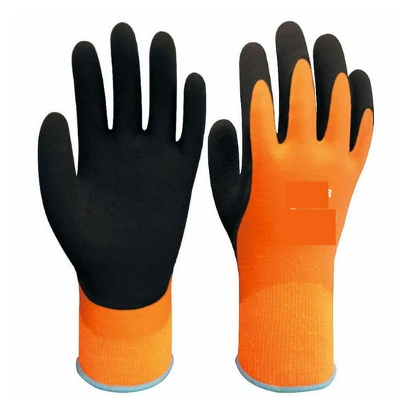 1 Pair Thicken Garden Gloves Safety Coldproof Protection Double Layer Latex Gloves Anti Slip Work Gloves ,Breathable Comfort