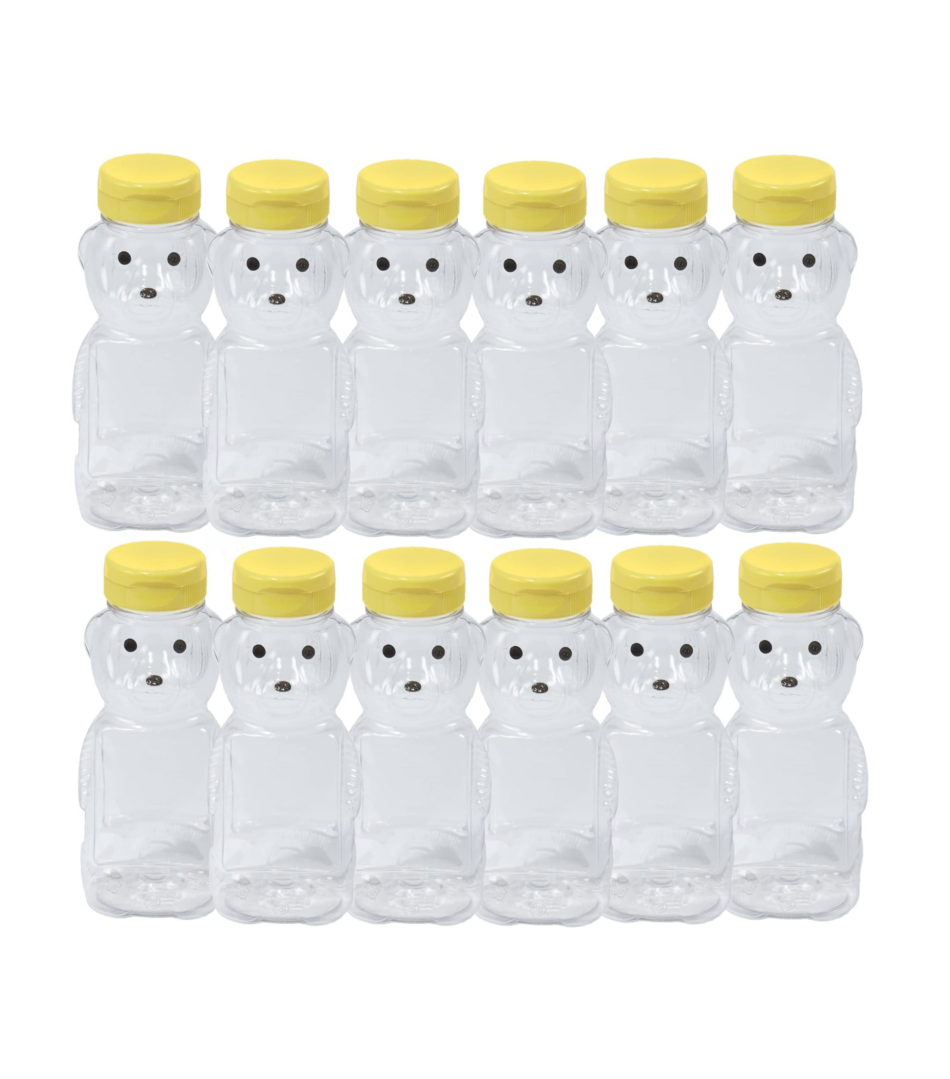 Little Giant Plastic Honey Bear Bottles Squeeze Bottle Clear 12-oz 12-Pack 