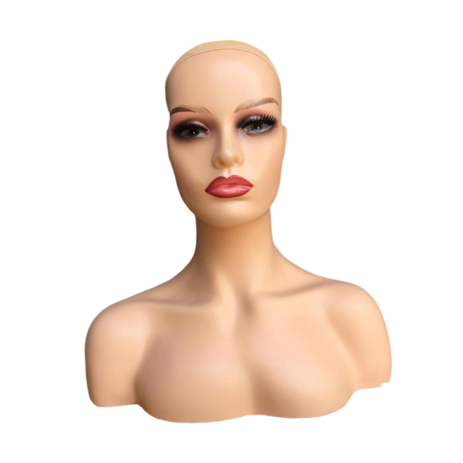 Serenable Female Mannequin Head Manikin Head Circumference 53cm Showing Stand Holder for Earrings Display Home Salon E
