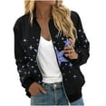 thumbnail image 2 of PNTUTB Women's Fashion Star Print Zipper Pocket Hoodless Casual Comfortable Long Sleeve Jacket&Flash Picks, 2 of 6