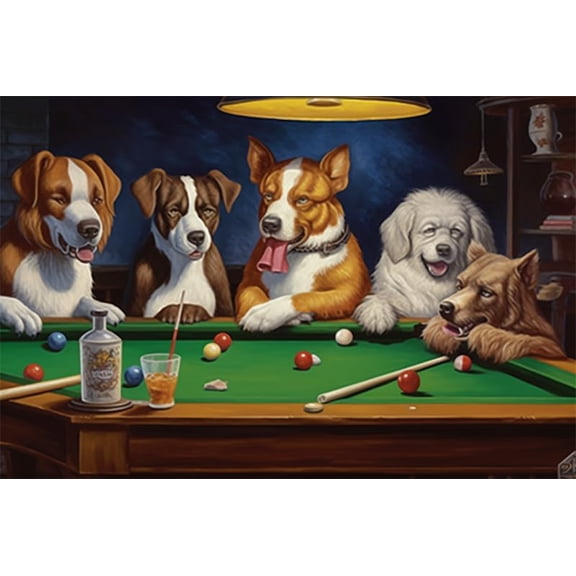 Puzzles For Adults 500 Pieces Jigsaw Puppy Playing Pool Billiards Formation Wooden Explore Enjoy Gifts Home Decoration Wall Art