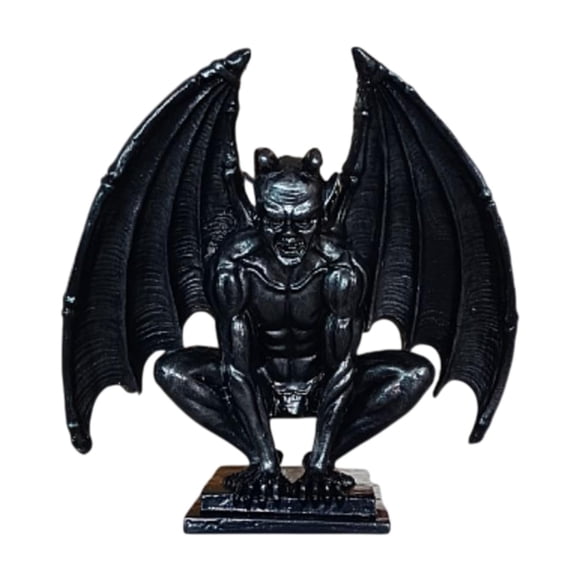 Escultura gótica de gárgola diabólica, figura decorativa de jardín de hadas para el hogar y la oficina. Negro