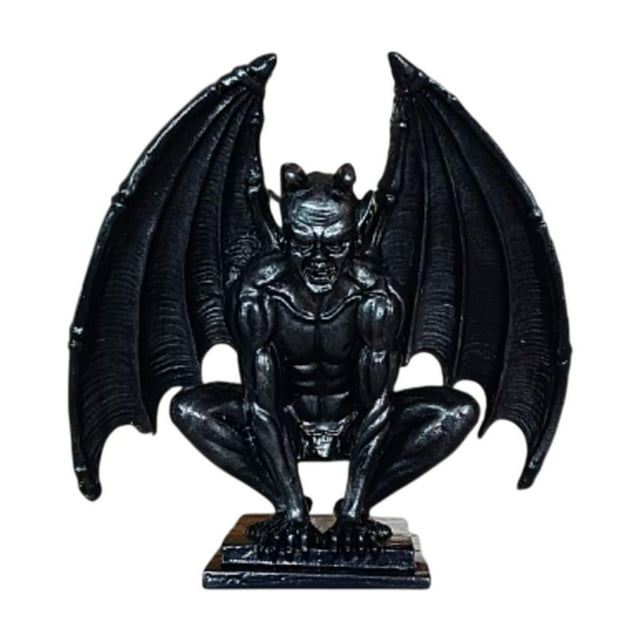 Escultura gótica de diablo, figura de guardián en miniatura, versátil y realista para el hogar. Negro