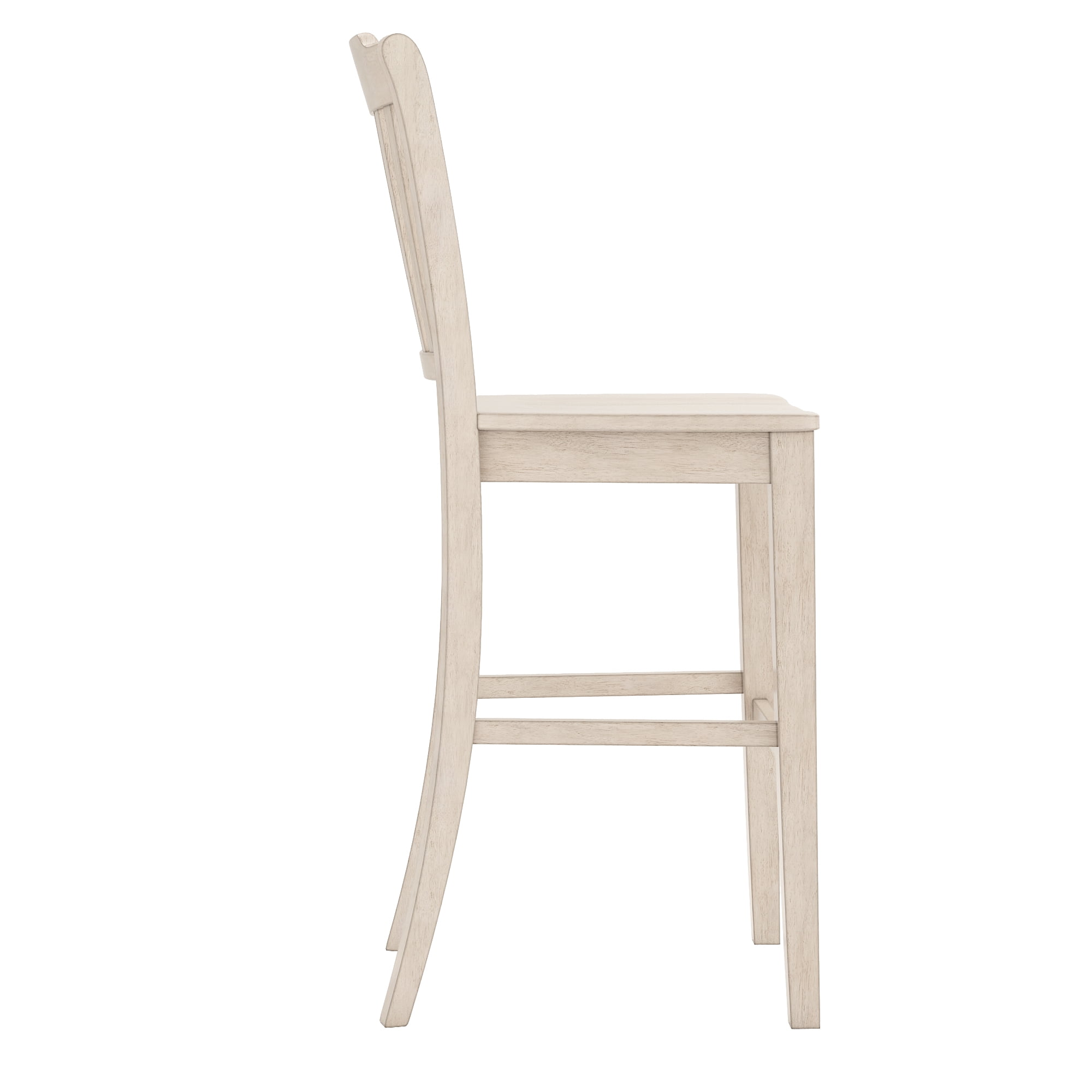 Weston Home Farmhouse Vintage Slat Back Solid Wood Bar Height Chair, Set of 2, Antique White