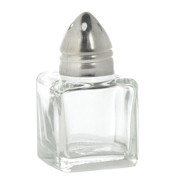 HUBERT® Salt and Pepper Shaker 0.5 oz Square Clear Glass with Stainless Steel Top