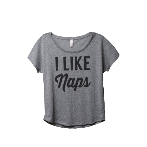 Thread Tank I Like Naps Women's Relaxed Slouchy Dolman T-Shirt Tee Heather Grey Small