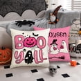 thumbnail image 5 of Halloween Home Decor Indoor, 18X18 Inch 4 Pack Pink Throw Pillow Covers, Halloween Ghost Pumpkin Decorative Pillow Cases, Ghost Halloween Decor Sets, Breathable Linen Pillow Shams, 5 of 5