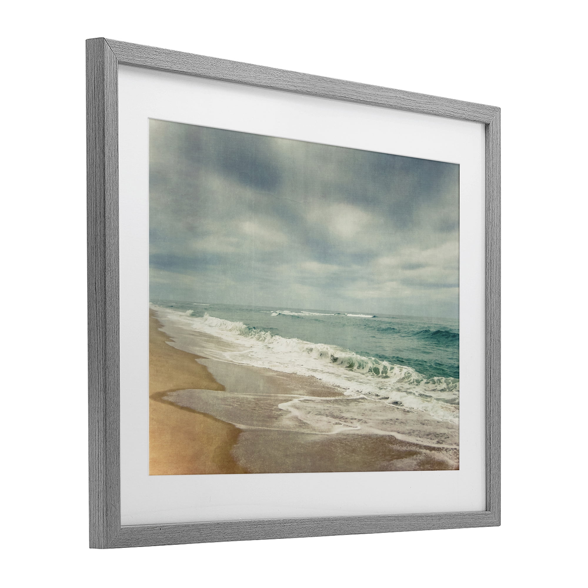 Stupell Industries Tranquil Waves Along Sandy Coast Gray Framed Print Under Glass, design by Dirk Wüstenhagen