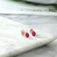 thumbnail image 4 of Gem Stone King 2.00 Ct 7x5mm Red Created Ruby 18K Rose Gold Plated Silver Stud Earrings, 4 of 4