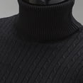 thumbnail image 6 of Men's Slim Fit Turtleneck Sweater Casual Knitted Twisted Pullover Solid Sweaters Black XL, 6 of 9