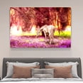 thumbnail image 4 of Un caballo blanco pasta en un suelo cubierto de flores violetas, póster de lienzo, decoración de dormitorio, paisaje deportivo, decoración de oficina, regalo, estilo marco, 20 x 30 cm, 4 of 8