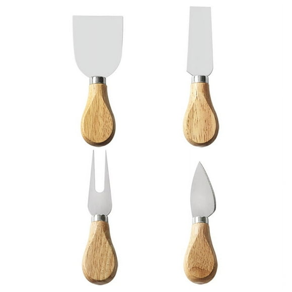 nipocaio Premium 4-Piece Cheese Knife Set -Wood Handle Stainless Steel Cheese Knives for Charcuterie Board