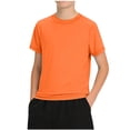 thumbnail image 2 of dazeni Boys Athletic T Shirts Kids Quick Dry Sports Performance Tees Short Sleeve Basic Tops Activewear for Running Training Orange 11-12 Years, 2 of 9