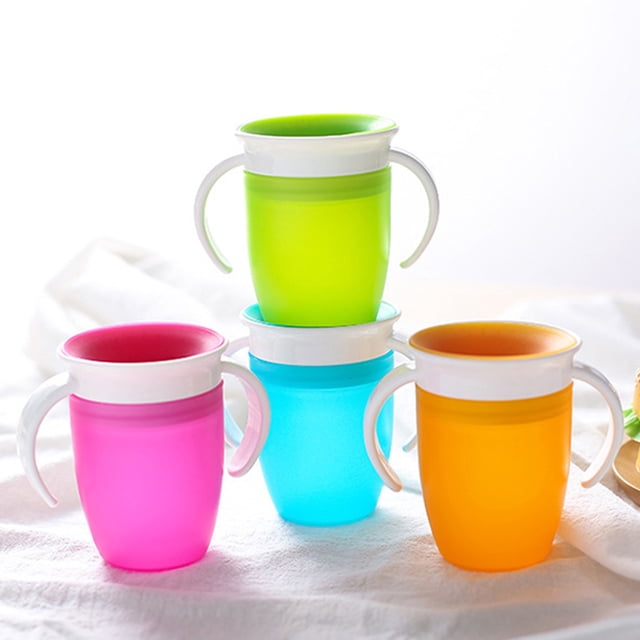 Taza entrenadora de 240ml Miracle de 360 grados, taza entrenadora sin derrames con dos asas para bebés