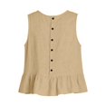 thumbnail image 6 of Women's Ruffle Hem Tank Top, Sleeveless Button Back Summer Vest, Plain Casual Layering Blouse, 6 of 6